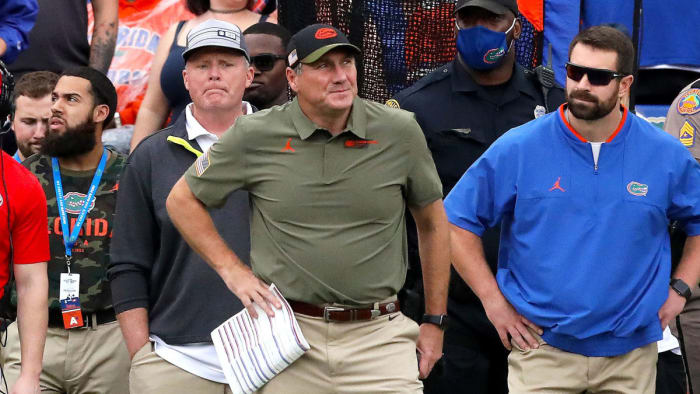 Florida's Dan Mullen looks on against Samford